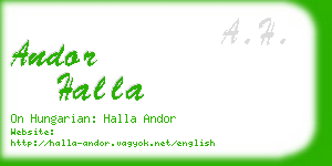 andor halla business card